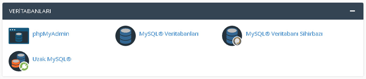 cPanel Veri Tabanı phpMyAdmin Giriş